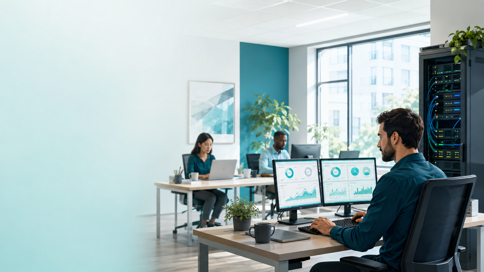 Technicien assurant la maintenance informatique d’une TPE