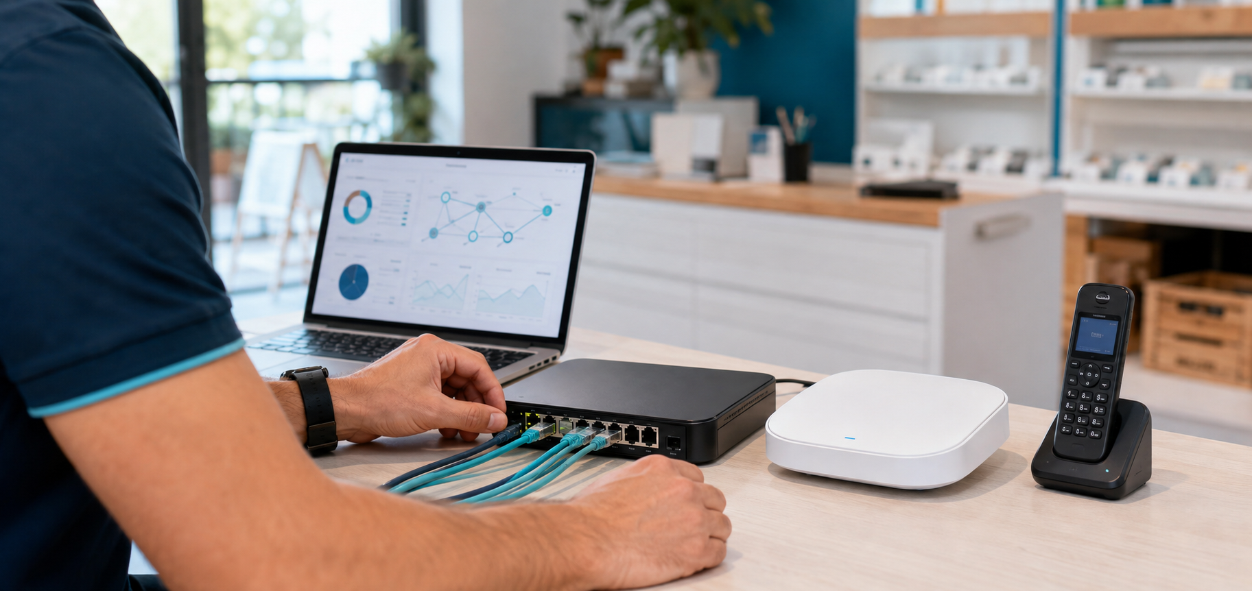 Intervention informatique en entreprise : réseau, Wi-Fi et téléphonie